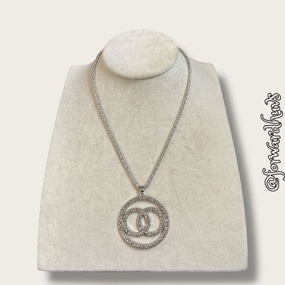 Silver Tone and Rhinestone Necklace and Earrings Set - Picture 8 of 12